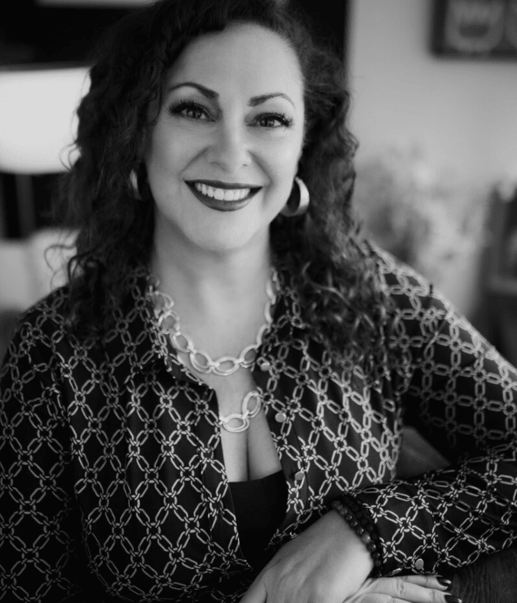 Happy woman with hoop earrings