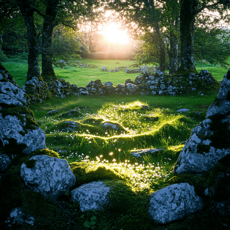 Stone circle in a forest clearing